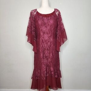 NWT JJ's House Trumpet/Mermaid Scoop Asymmetrical Chiffon Lace Dress Size 10
